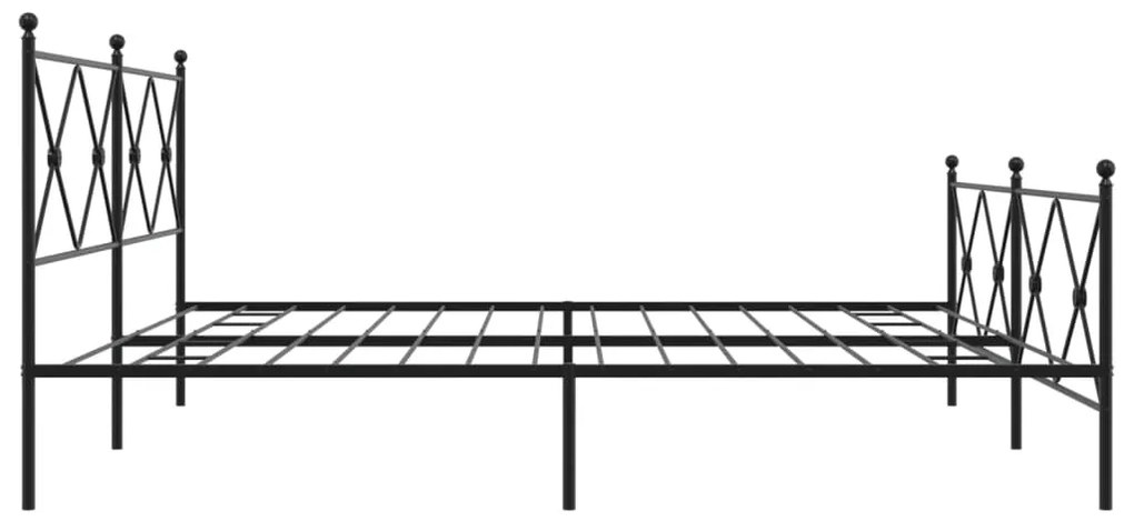 Estrutura de cama com cabeceira e pés 193x203 cm metal preto