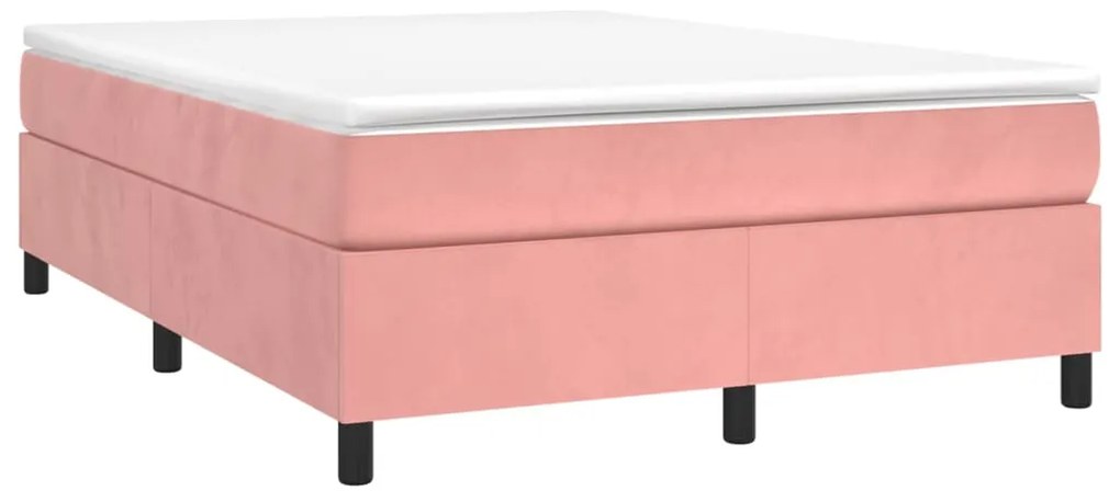 Cama com molas/colchão 140x190 cm veludo rosa