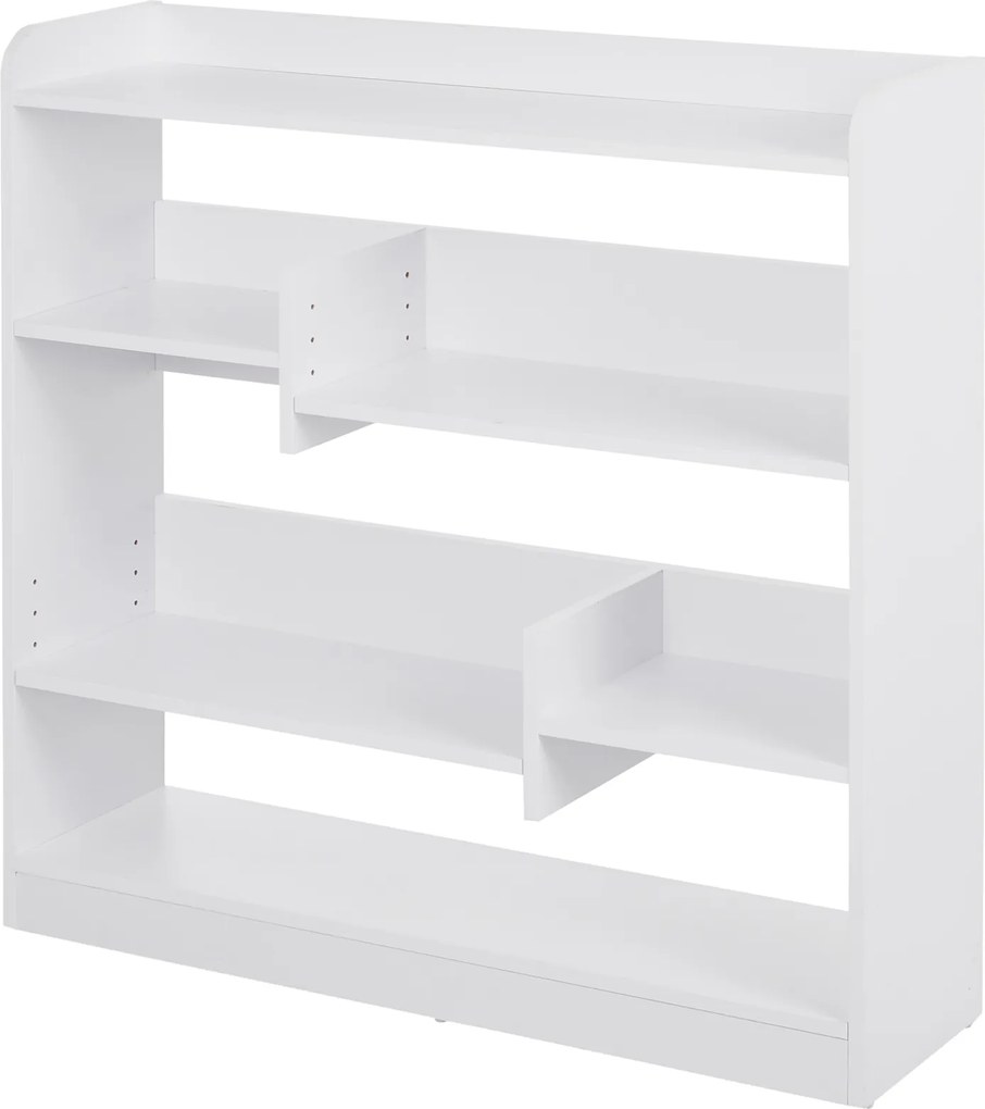 Estante de arrumação 90 x 24 x 91 cm, 4 prateleiras, 3 painéis traseiros branco