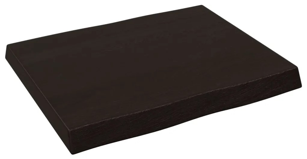 Tampo de mesa com bordas vivas maciço tratado castanho-escuro