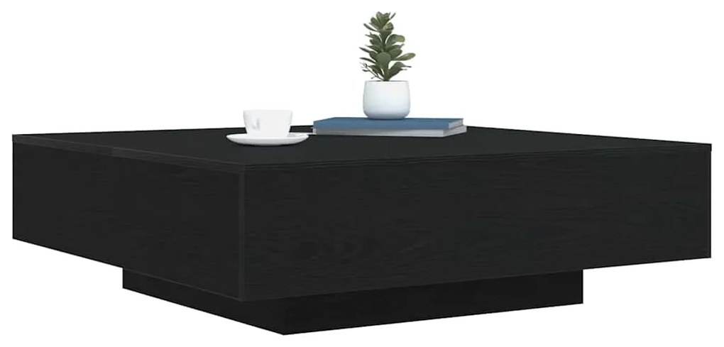 Mesa de Café vidaXL com Luzes LED Carvalho Preto 100x100x31 cm