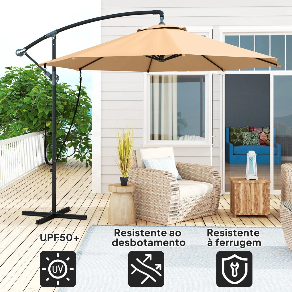 Chapéu de Sol Excêntrico Ø 290 cm Chapéu de Sol de Jardim com Base Cru