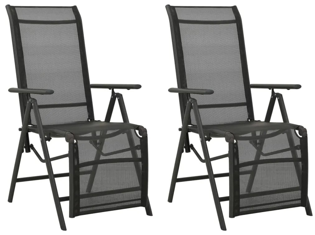 vidaXL Cadeiras de jardim reclináveis 2 pcs textilene e alumínio preto