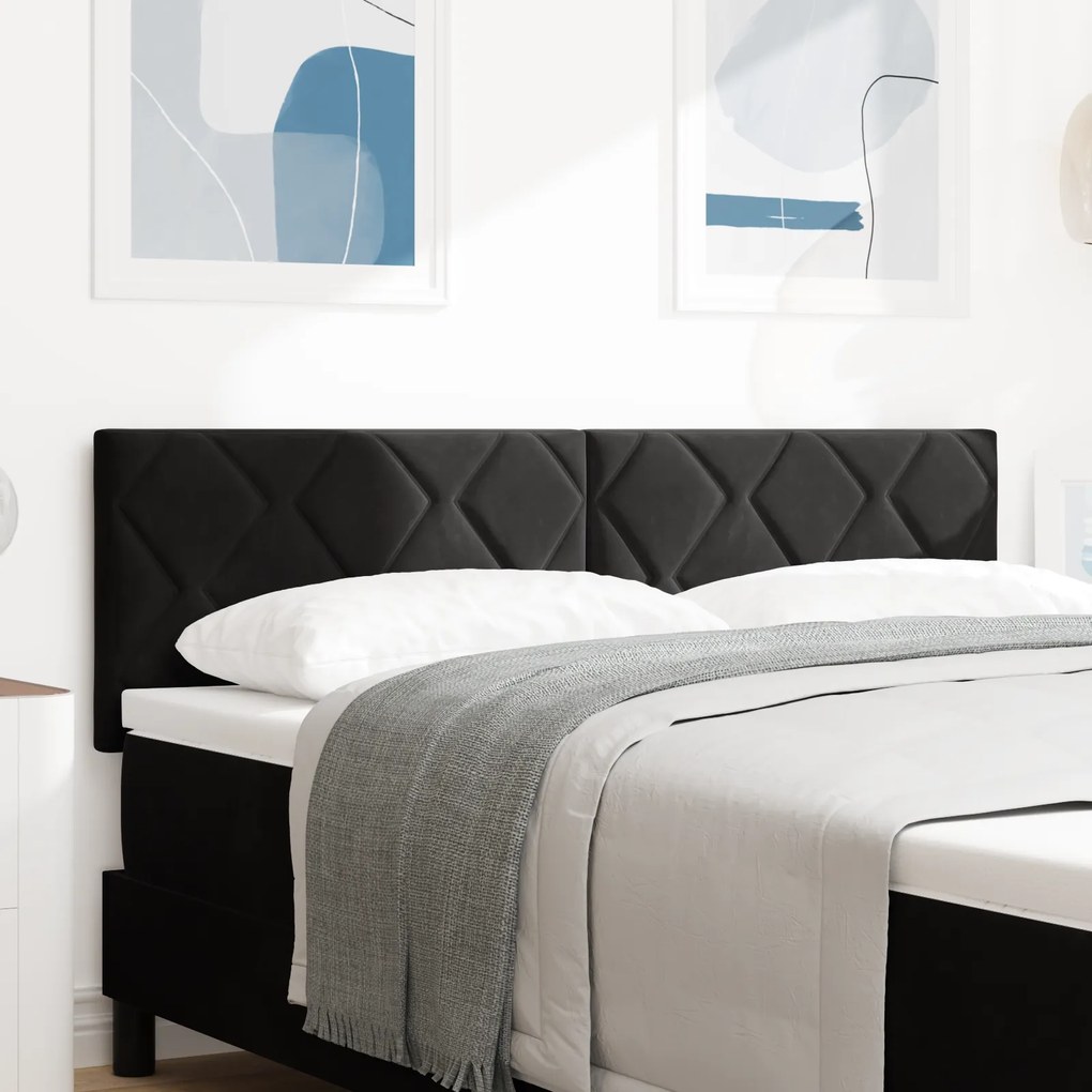 Cabeceira vidaXL Design de Blocos de Diamante Preto 140 cm Veludo