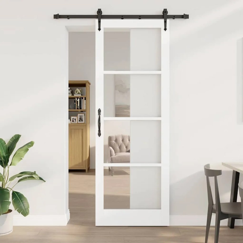 Porta Deslizante vidaXL com Conjunto de Ferragens 'ORKDAL'Branca 83x232 cm