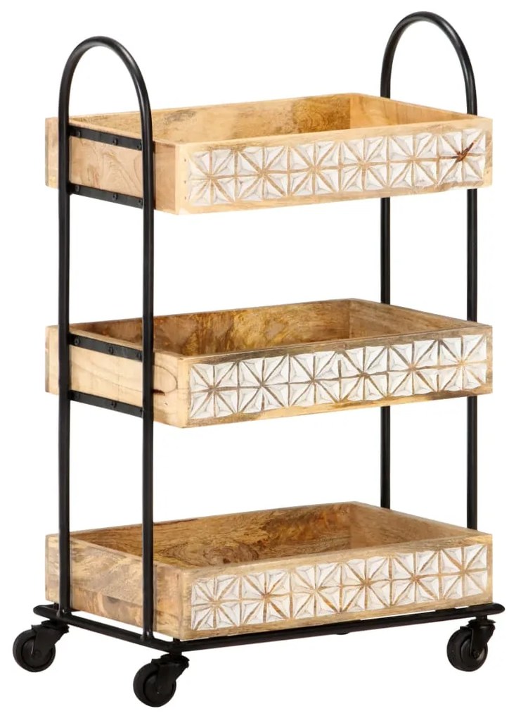 Carrinho de cozinha 3 prateleiras 46x30x76 cm mangueira maciça