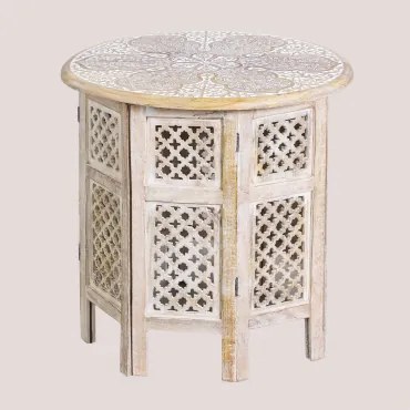 Mesa Auxiliar Dobrável Redonda Ø55 Cm Em Madeira De Manga Kasira B - Sklum