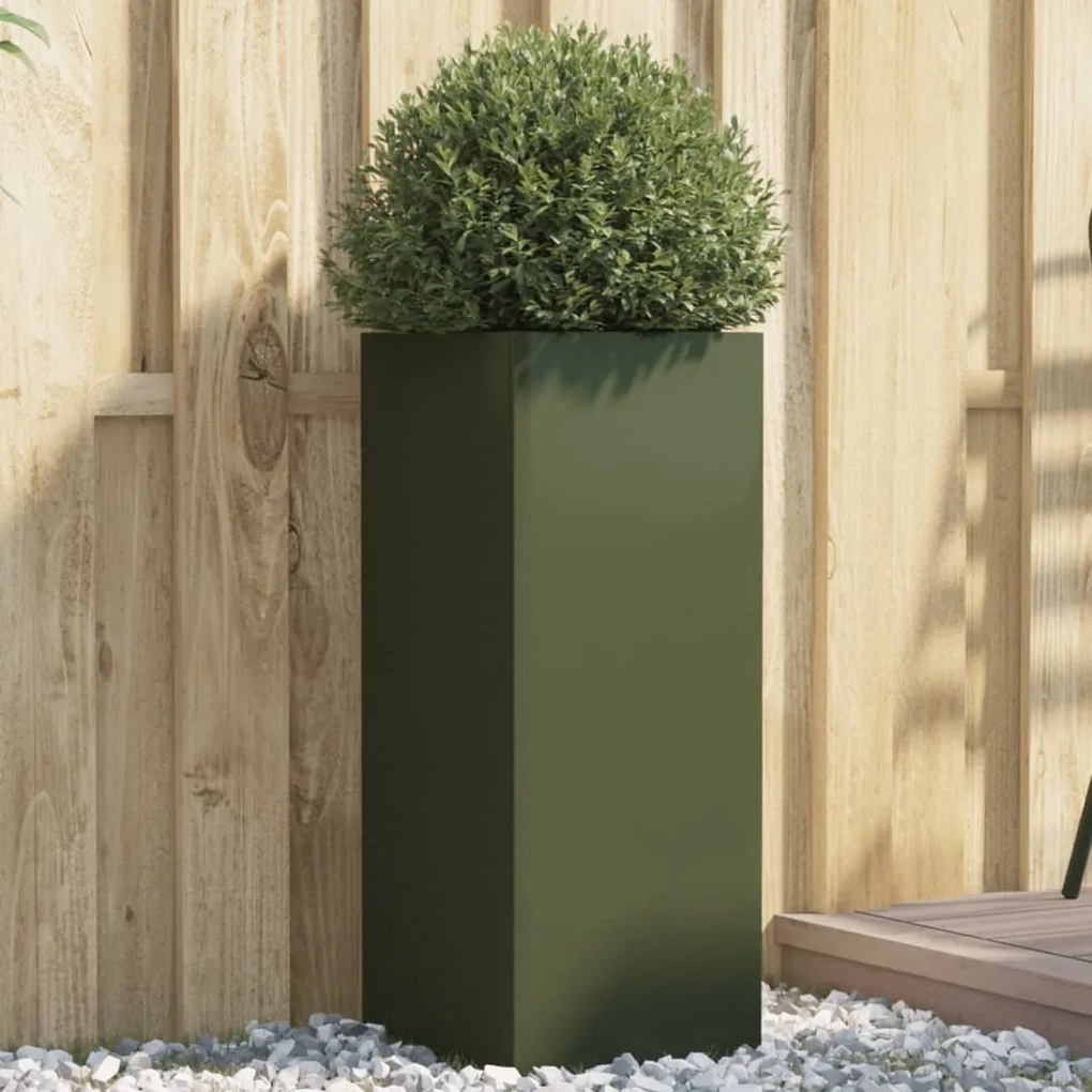 vidaXL Vaso/floreira 32x29x75 cm aço verde azeitona