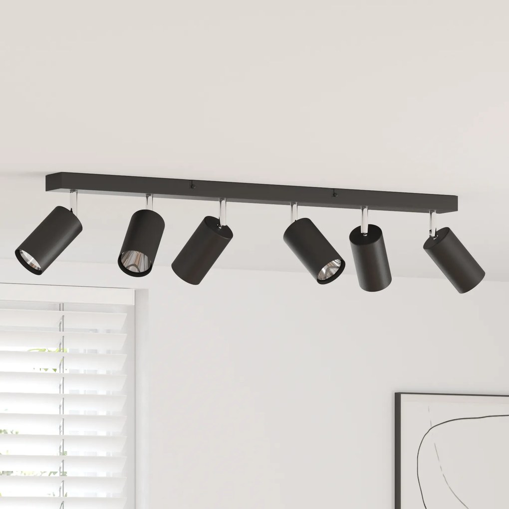 vidaXL Spotlight de Teto 6 Maneiras Ajustáveis Preto GU10