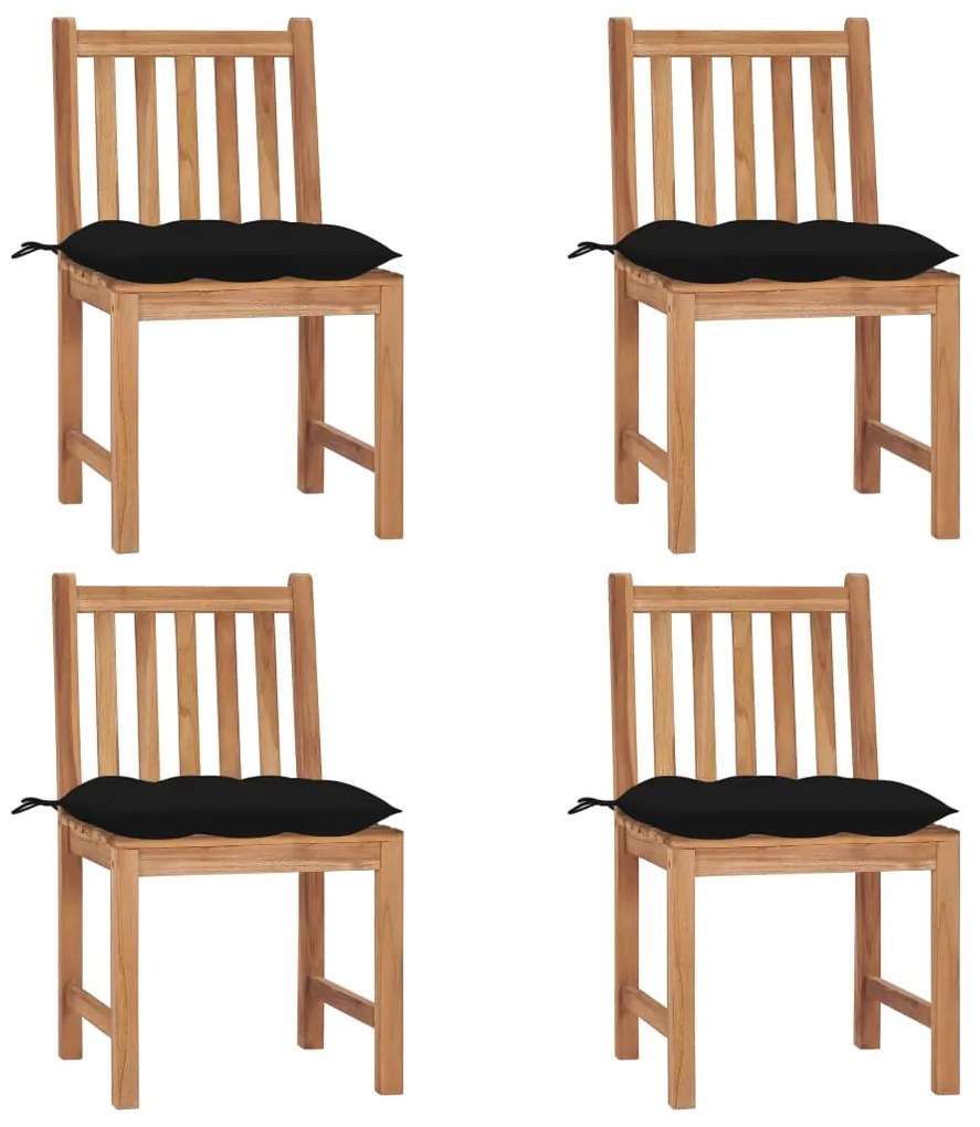 vidaXL Cadeiras de jardim c/ almofadões 4 pcs madeira de teca maciça