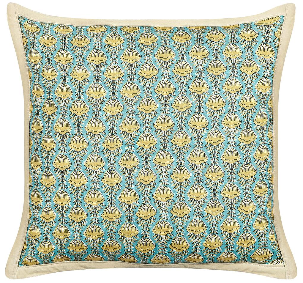 Conjunto de 2 almofadas decorativas com padrão de flores em algodão azul e amarelo 45 x 45 cm WAKEGI Beliani