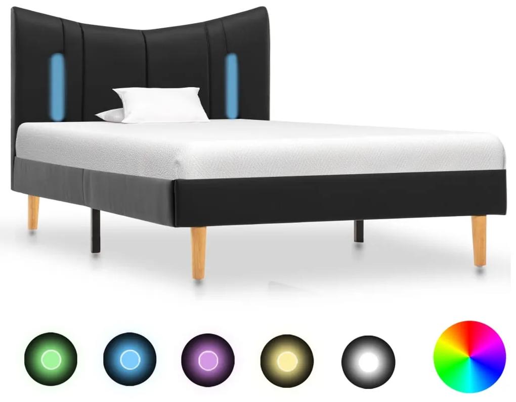 288537 vidaXL Estrutura de cama com LED 100x200 cm couro artificial preto