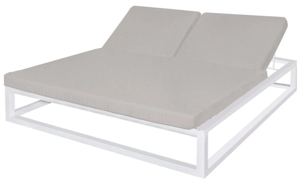 Ligstoel Luana Duplo 180 X 200 X 43 cm Branco Cinzento Aço