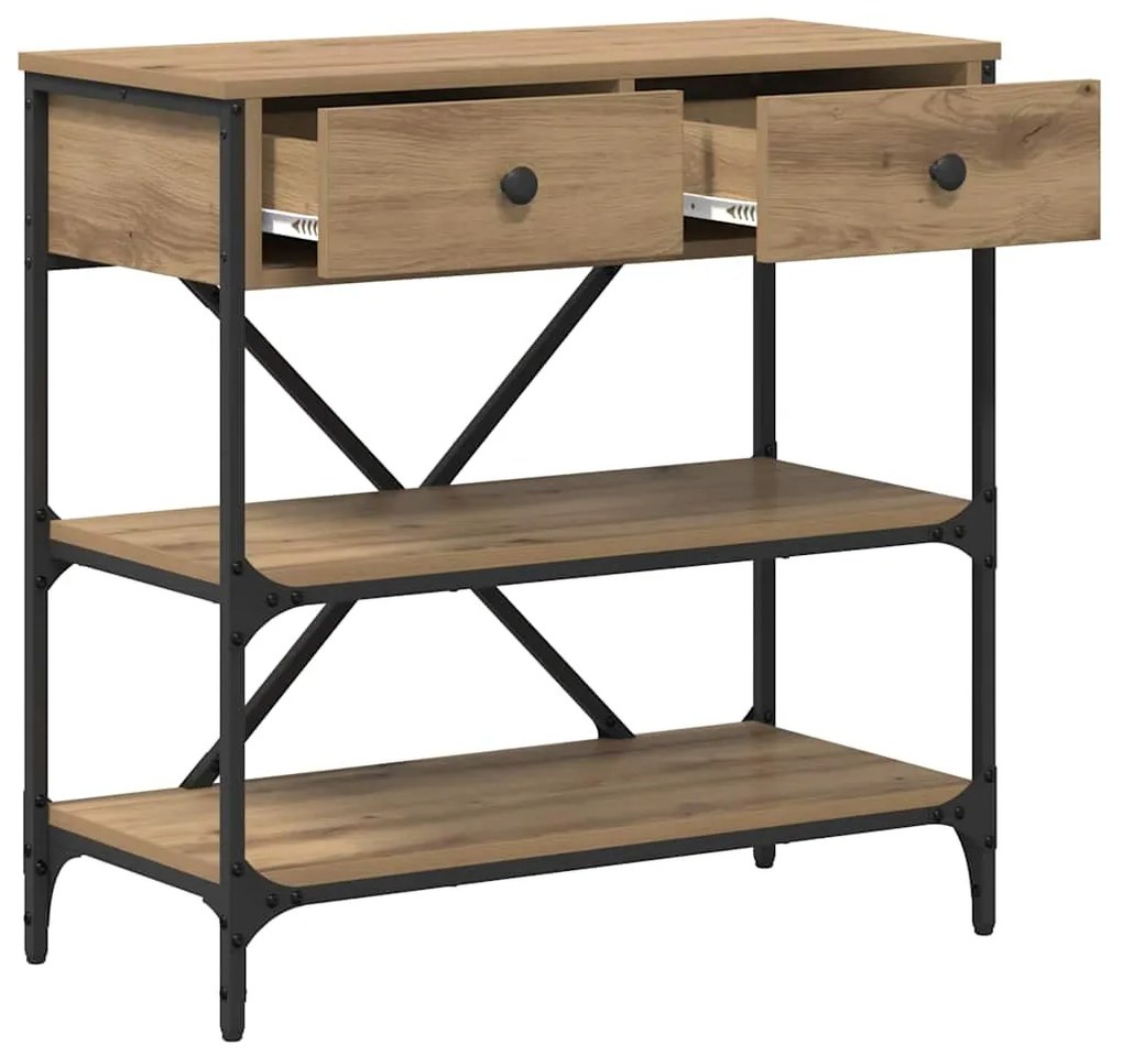 Mesa de Console Carvalho Artesanal 75x34.5x75 cm Madeira Engenheirada