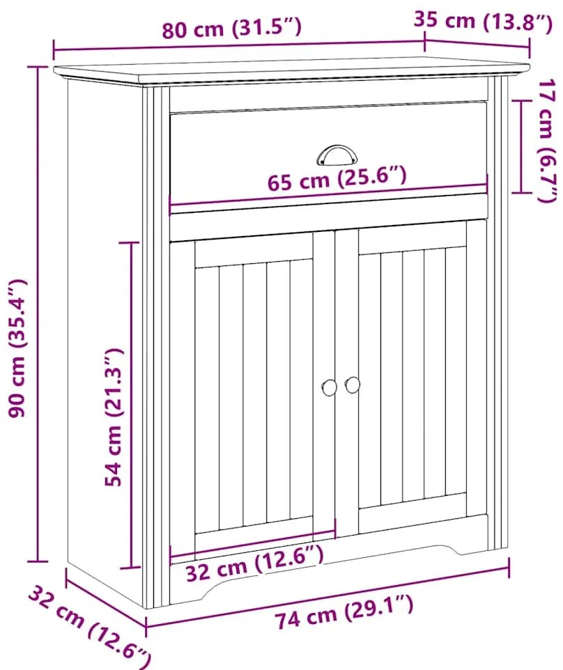 Armário de entrada BODO 80x35x90 cm cinzento