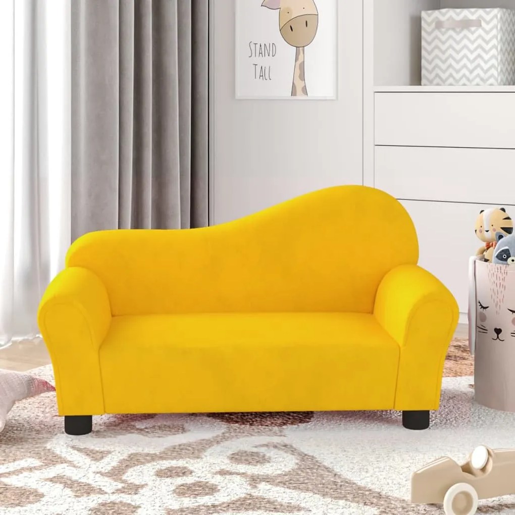 344172 vidaXL Sofá infantil veludo amarelo