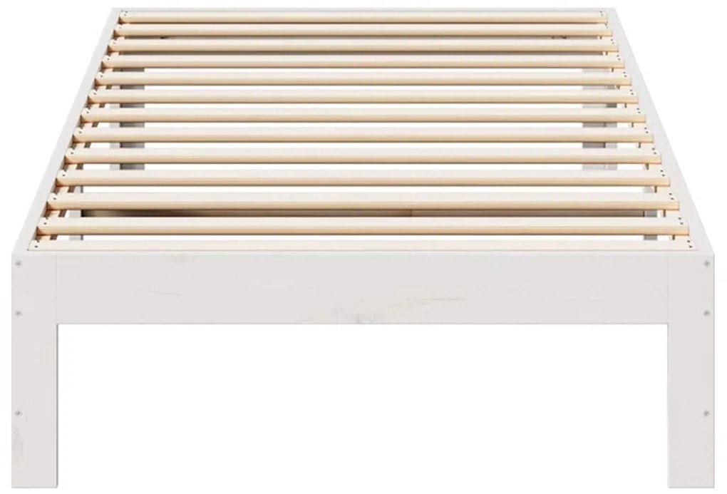 Cama sem colchão 90x200 cm madeira de pinho maciça branco