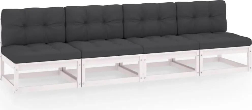 vidaXL Sofá de jardim 4 lugares com almofadões pinho maciço