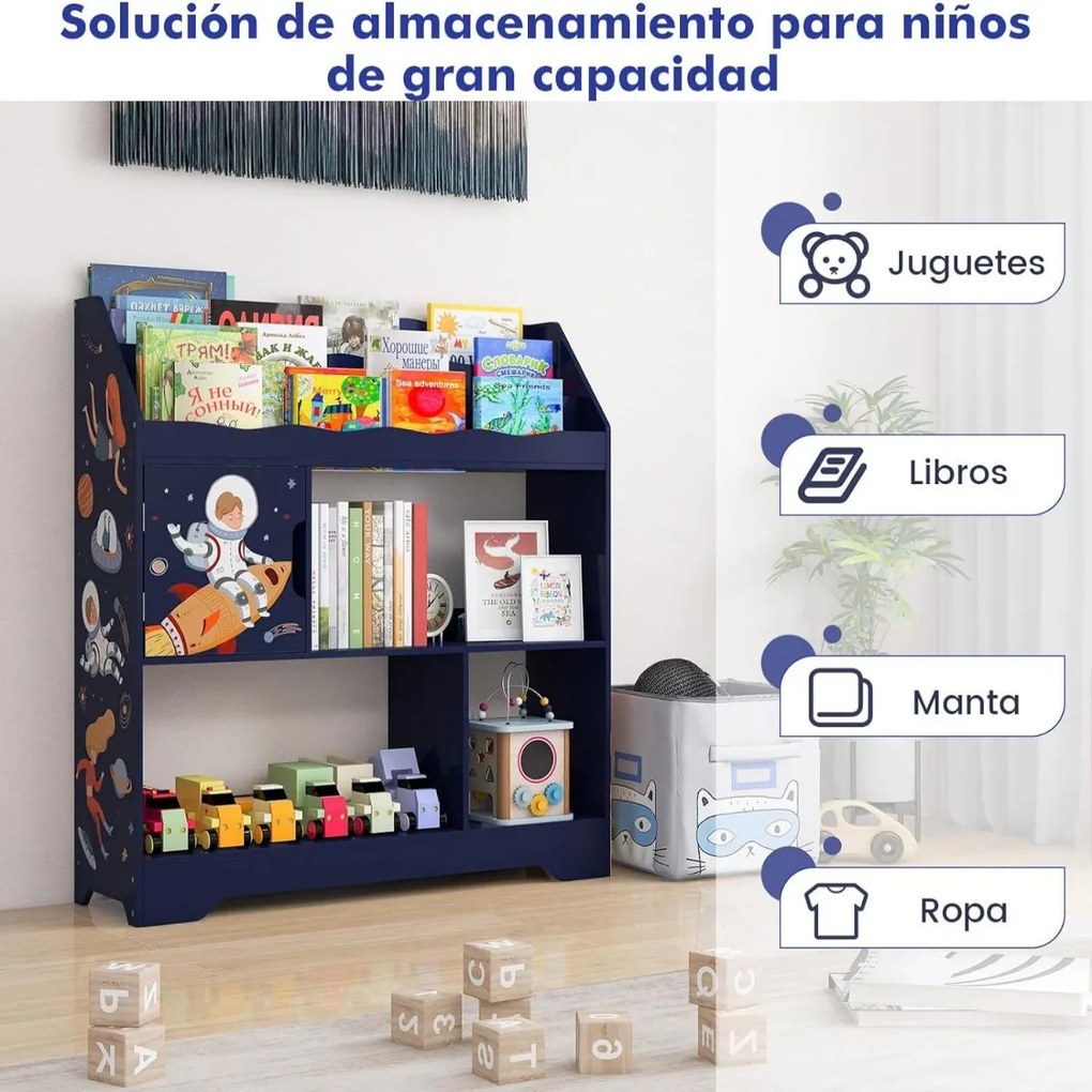 Armário 3 em 1 para crianças com 3 níveis Armário de arrumação para crianças para sala de jogos Jardim de infância 93 x 30 x 100 cm Azul