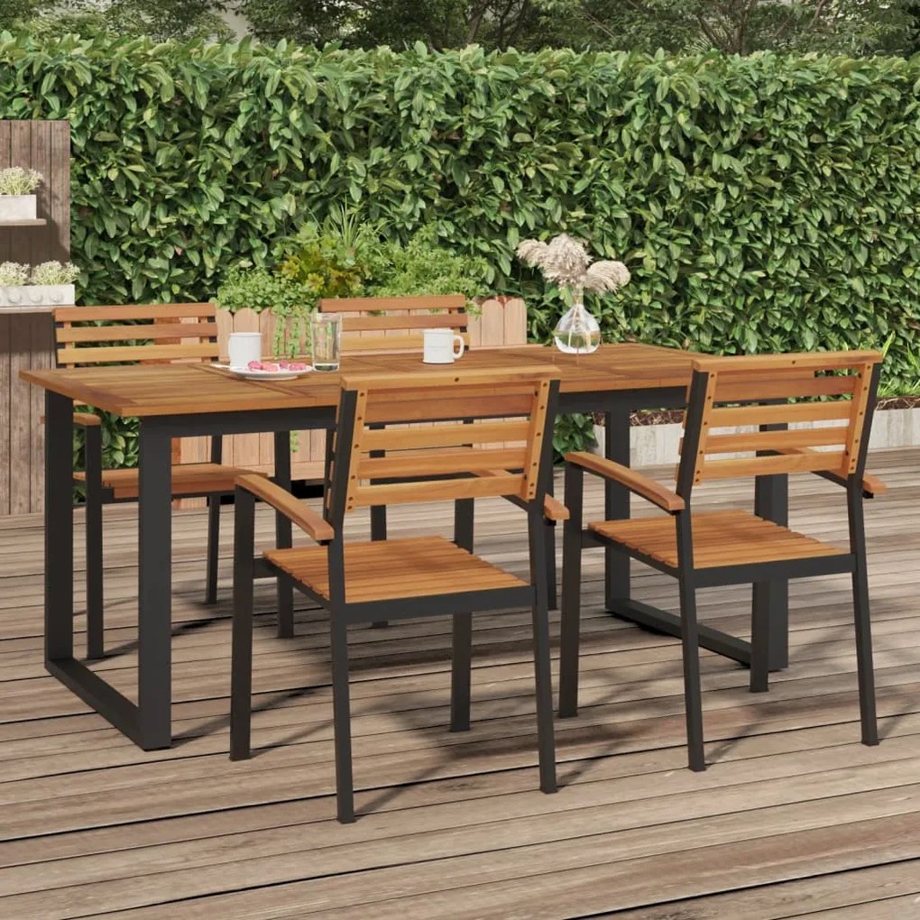319513 vidaXL Mesa jardim c/ pernas em forma de U 180x90x75 cm acácia maciça