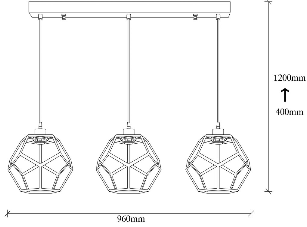 Chandelier Degirmen – Preto e Bronze – 96 x 26 cm