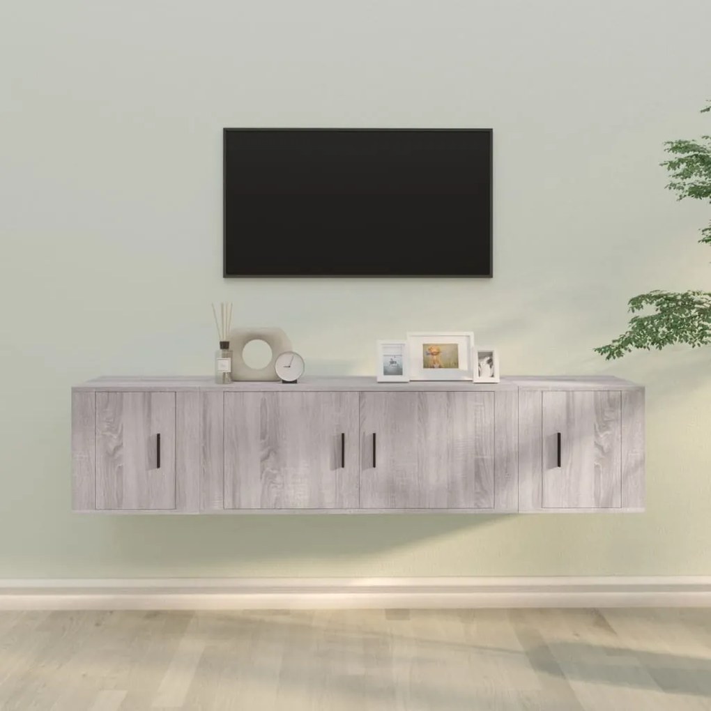 vidaXL Conjunto móveis de TV 3 pcs madeira processada sonoma cinza
