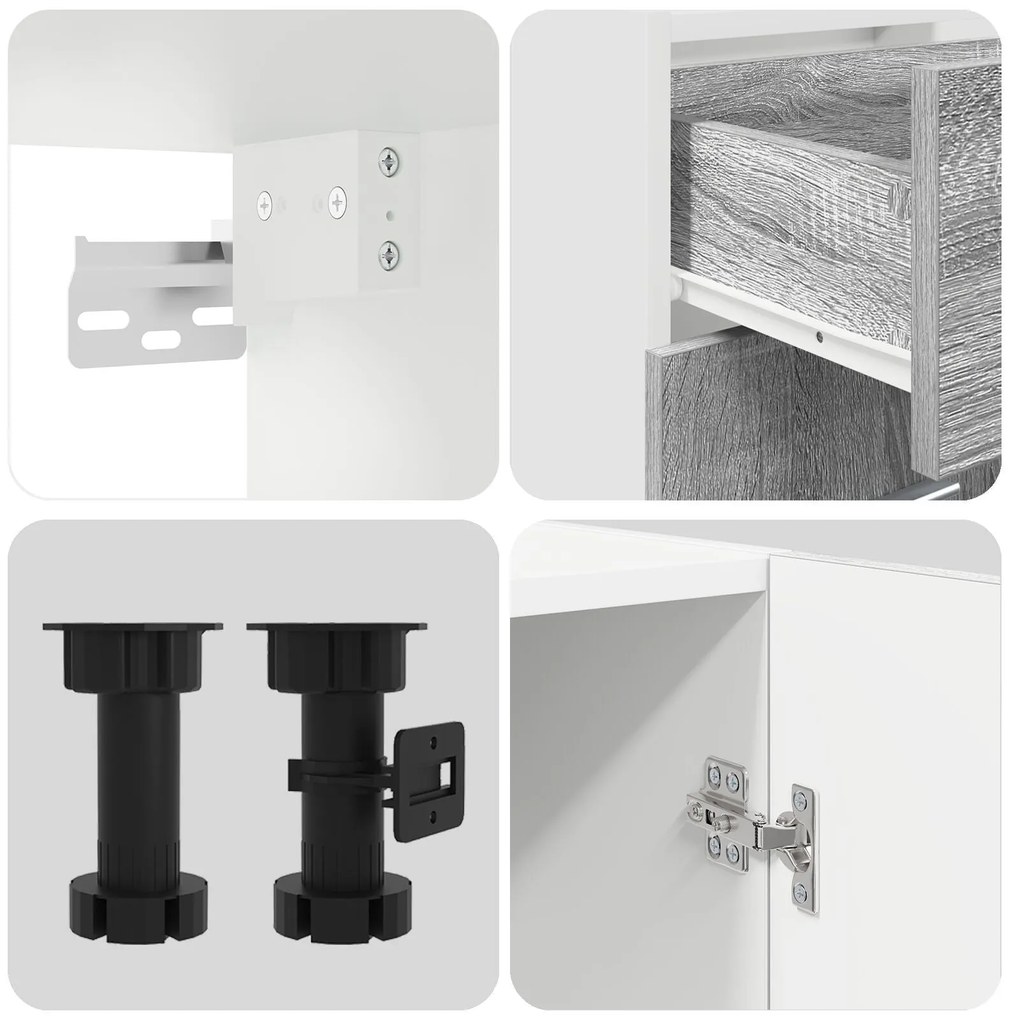 Conjunto de Armários de Cozinha 4 Peças Cinza Sonoma Madeira Engenheir