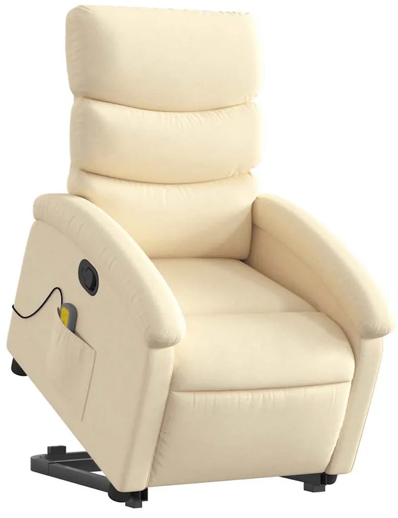 Poltrona elevatória de massagens tecido cor creme
