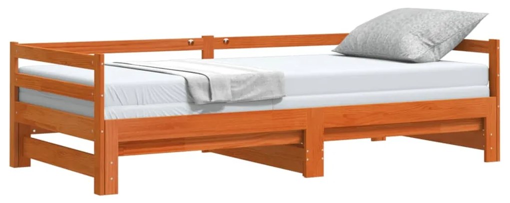 Sofá-cama com gavetão 90x200 cm madeira de pinho castanho cera