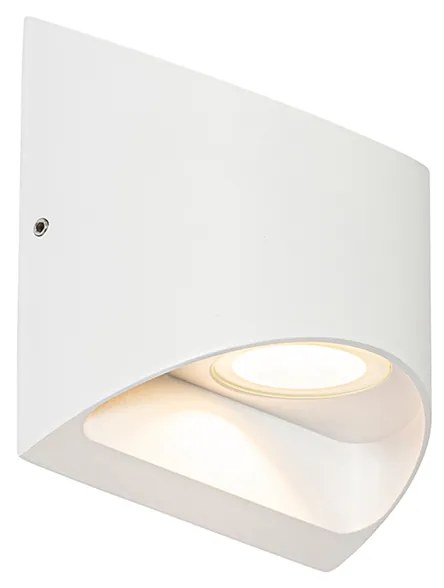 Candeeiro de parede exterior moderno branco com LED 2 luzes IP54 - Mal Moderno