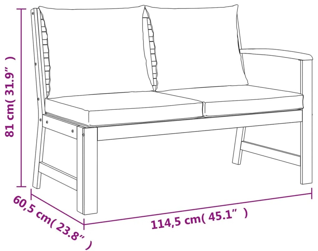 5 pcs conjunto de jantar p/ jardim c/ almofadões acácia maciça