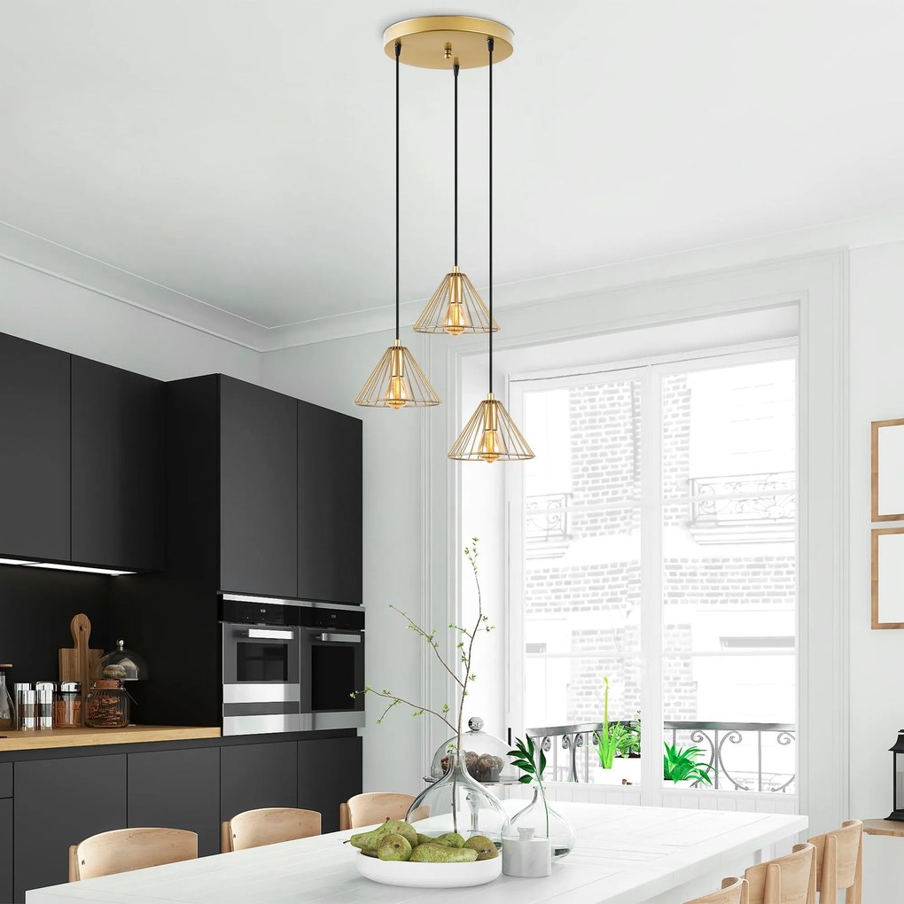 Candeeiro Chandelier Soylu – Dourado Brilhante – 41 x 41 x 117 cm