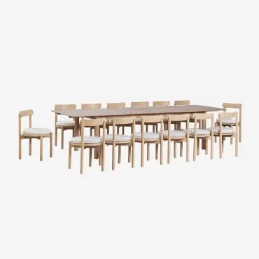Conjunto De Mesa Retangular Extensível Duala 250-310x105 Cm E 14 Cadeiras De Jantar Em Madeira De Acácia Nualis Castanho Acácia - Sklum