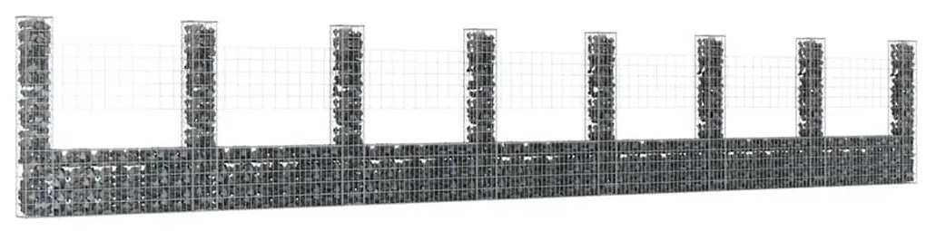 Cesto gabião em forma de U c/ 8 postes 860x20x150 cm ferro