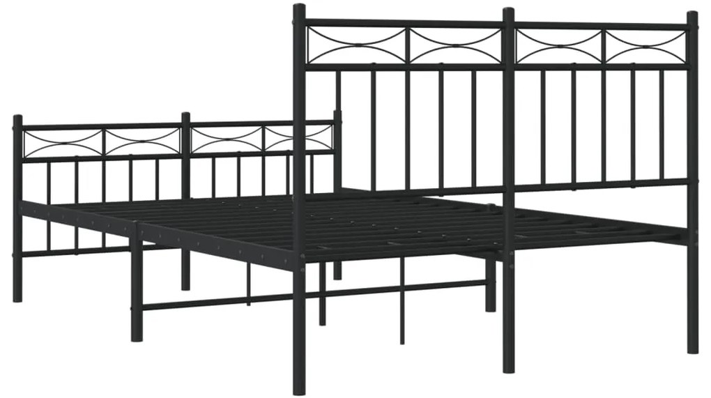 Estrutura de cama com cabeceira e pés 120x190 cm metal preto