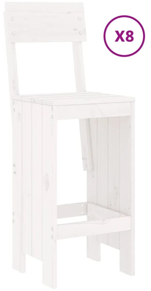 9 pcs conjunto de bar para jardim pinho maciço branco