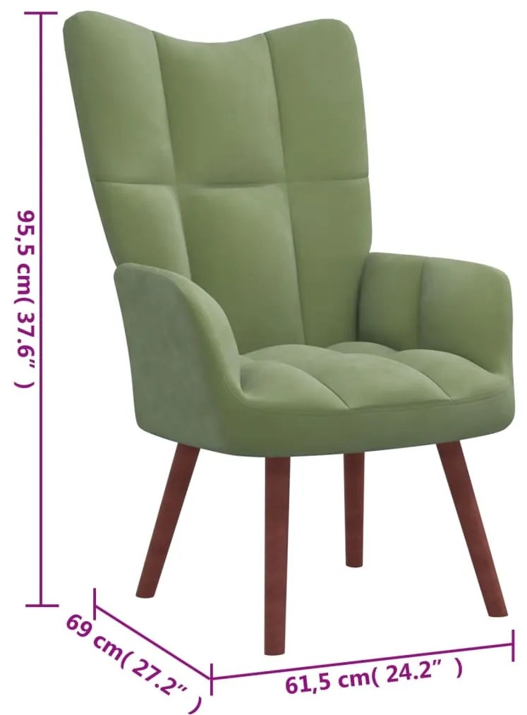 Cadeira de descanso veludo verde-claro