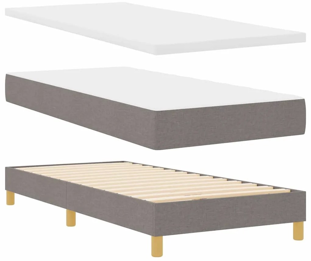 Cama Box com Colchão &amp; LED Taupe 80x200 cm Tecido