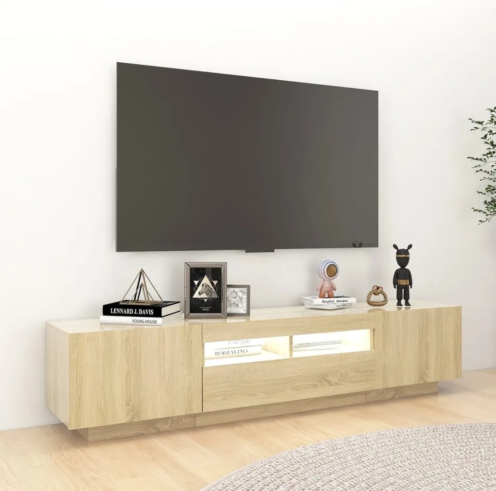 Móvel de TV com luzes LED 180x35x40 cm carvalho sonoma