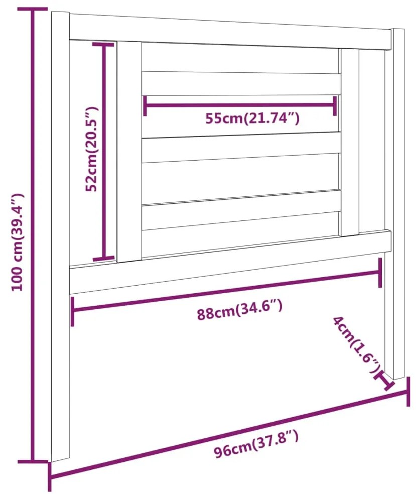 Cabeceira de cama 96x4x100 cm pinho maciço