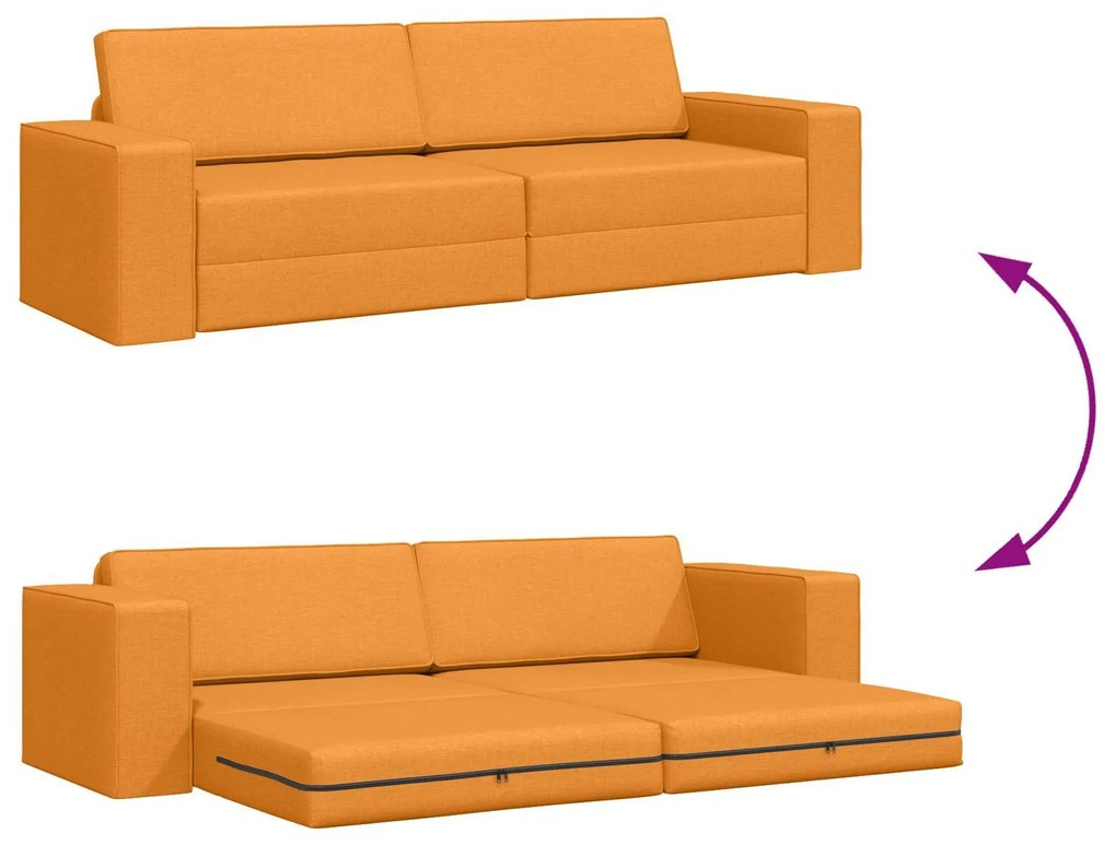 Sofá Cama de Chão 2-em-1 Amarelo Escuro 245x150x60.5 cm Tecido