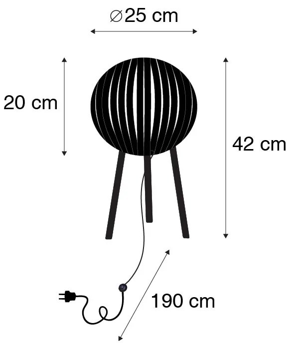 Candeeiro de mesa moderno tripé preto - Zoë Moderno