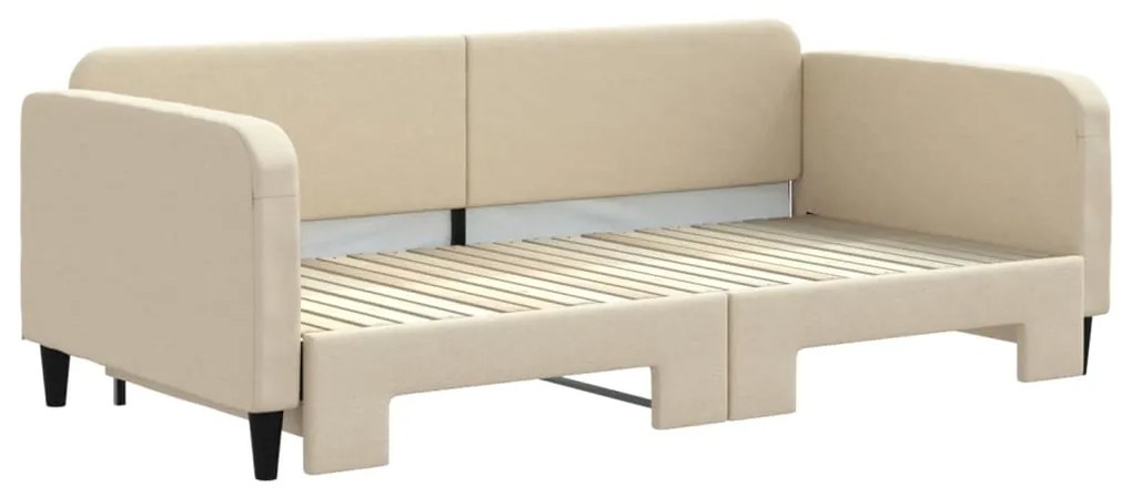 Sofá-cama com gavetão 100x200 cm tecido cor creme
