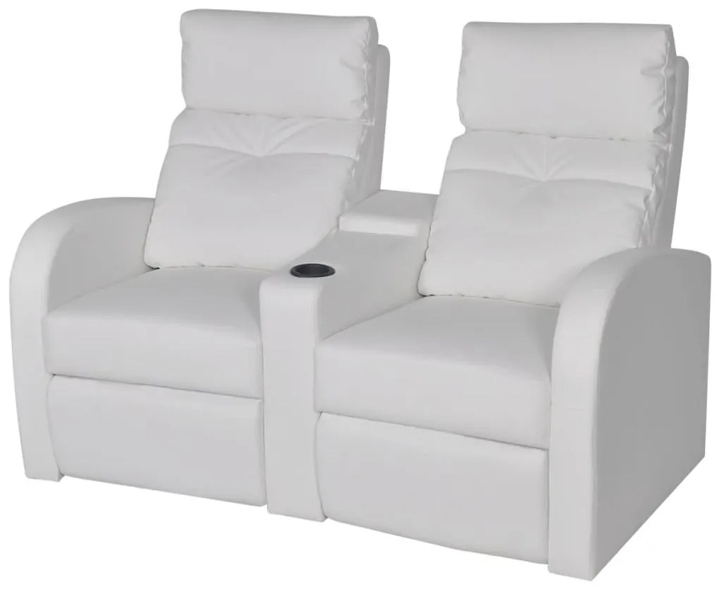 241997 vidaXL Poltrona reclinável de 2 lugares couro artificial branco