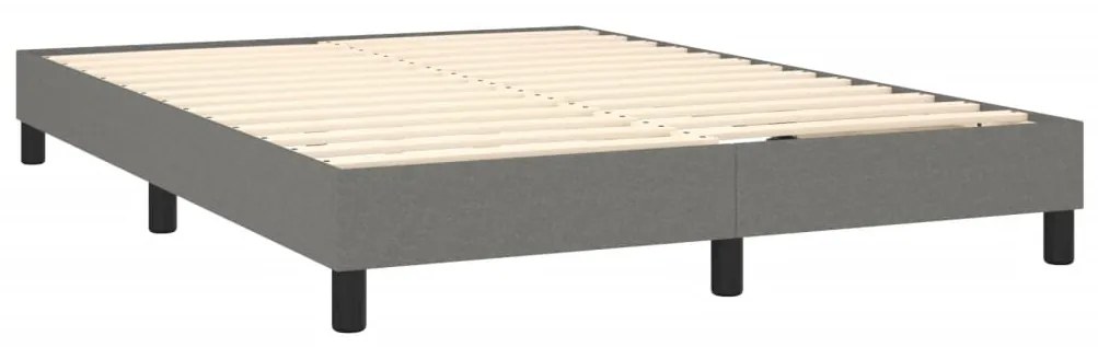 Cama box spring c/ colchão e LED 140x200 cm tecido cinza-escuro