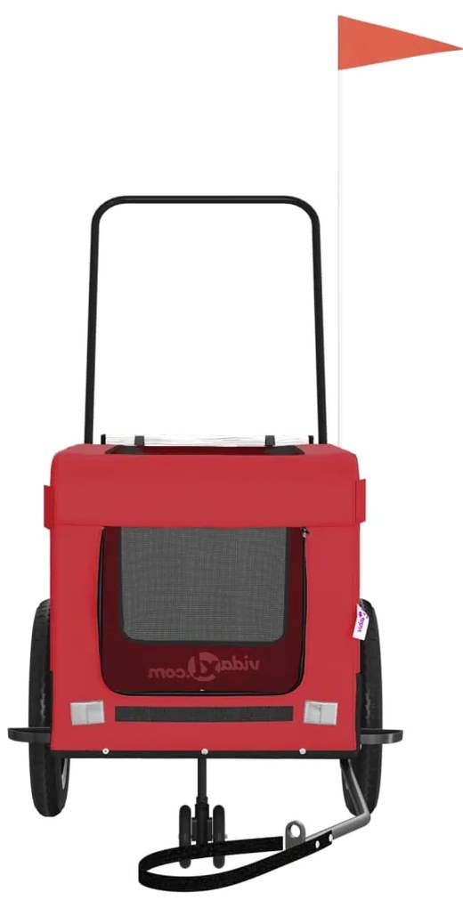 Reboque bicicleta p/ animais tecido oxford/ferro vermelho/preto