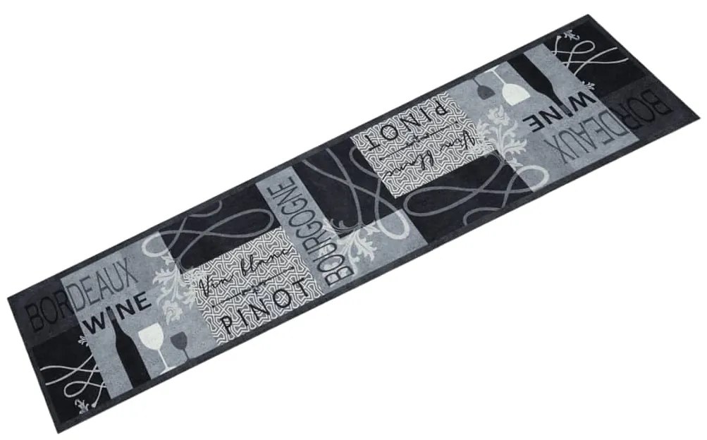 vidaXL Tapete de cozinha lavável 60x300 cm veludo padrão vinho cinza