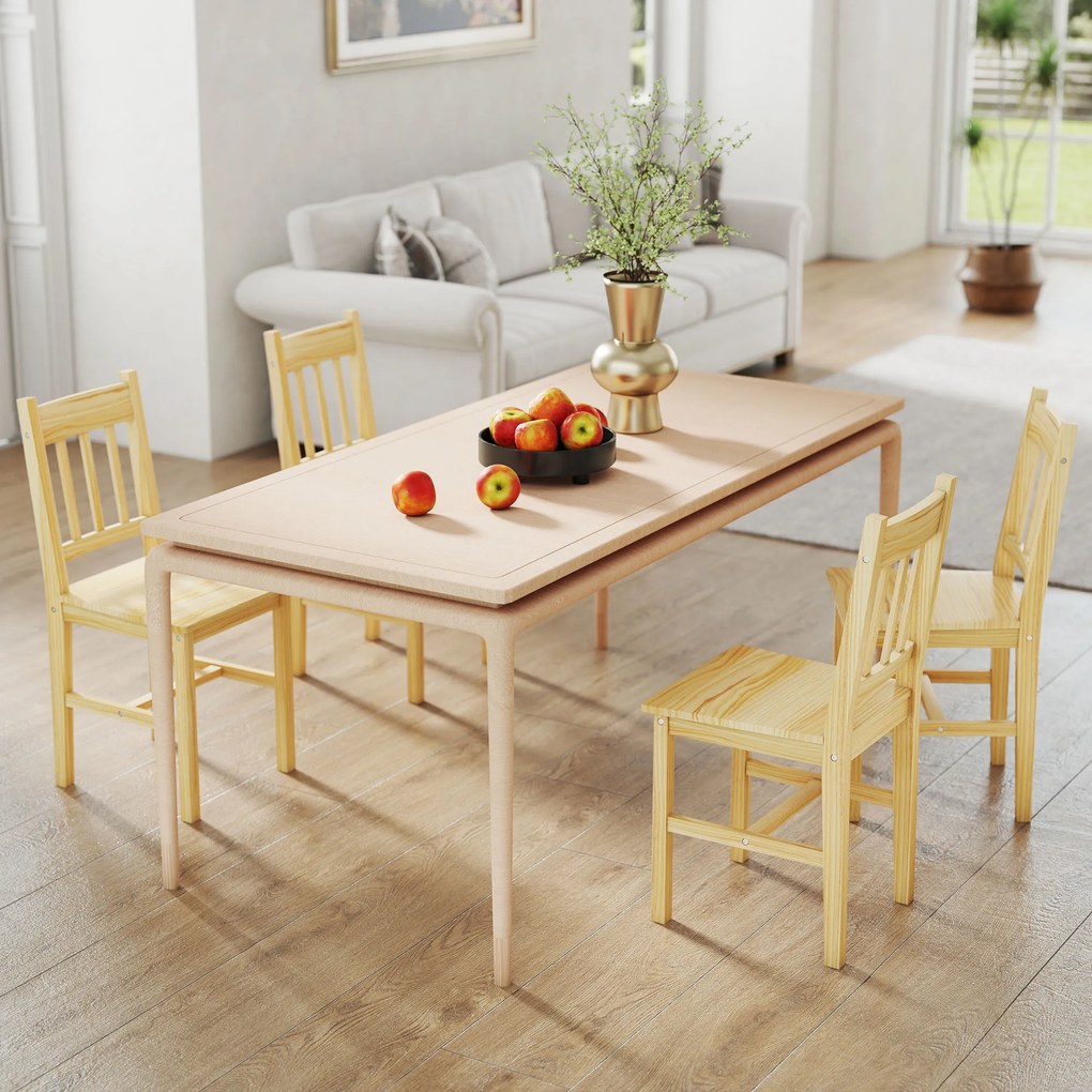 HOMCOM Conjunto de 2 Cadeiras de Sala de Jantar com Encosto de Ripas Estrutura de Madeira de Pinho 41x46,5x85,5 cm Madeira