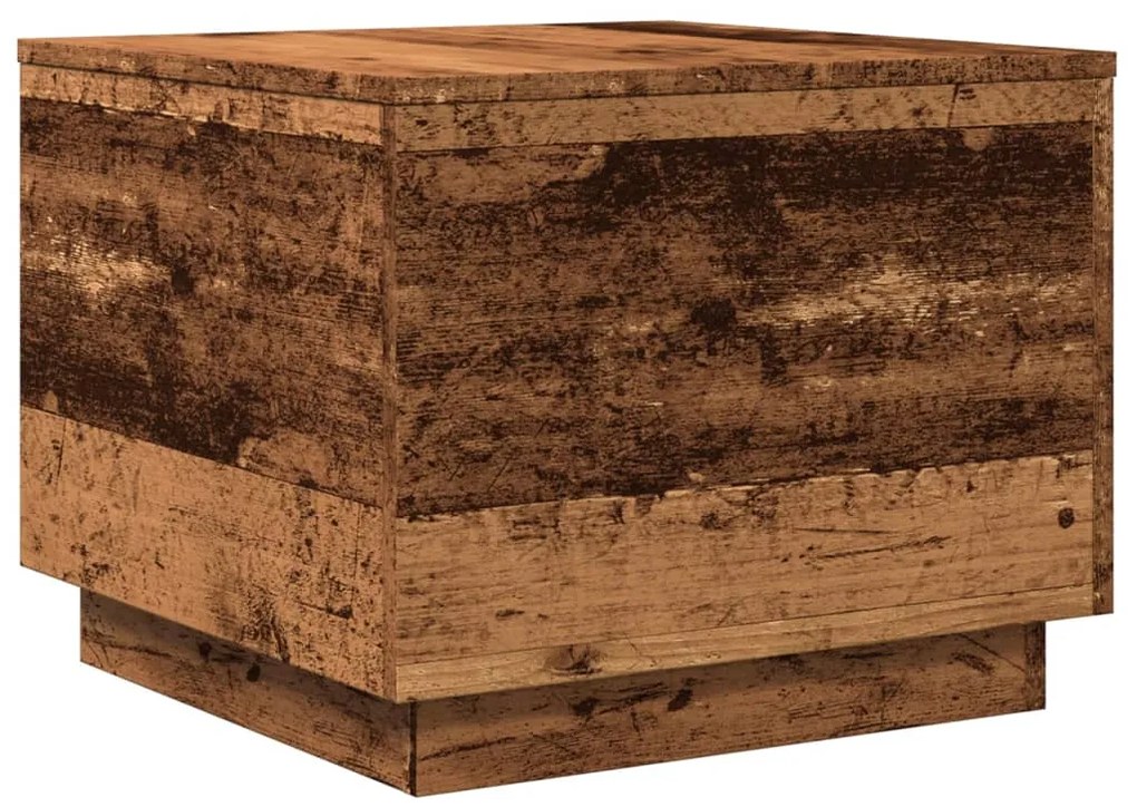 Mesa de centro com luzes LED 50x50x40 cm madeira velha