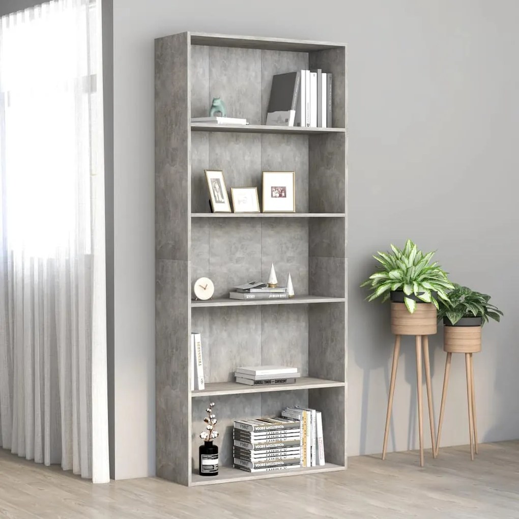 801030 vidaXL Estante com 5 prateleiras 80x30x189 cm contraplacado cinzento